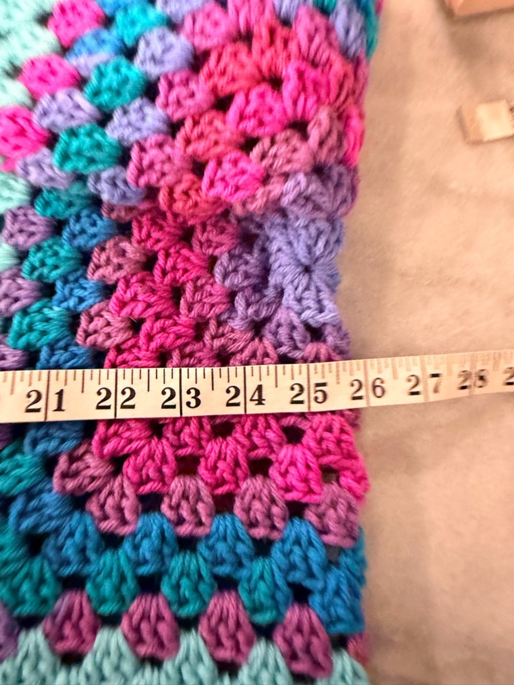 Handmade Crochet Granny Square One Size Cozy Cardigan Boho Chunky Knit Sweater - Picture 9 of 9